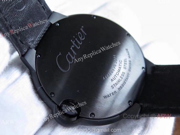 TW Factory Faux Cartier Ballon Bleu 42mm All Black Watch With Red Markers 4