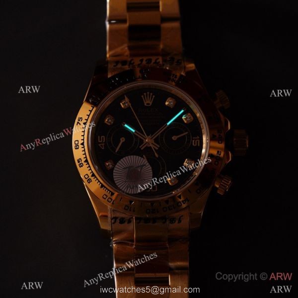 Swiss Quality Rolex Daytona 40mm Watch Black Ceramic Bezel Yellow Gold 4