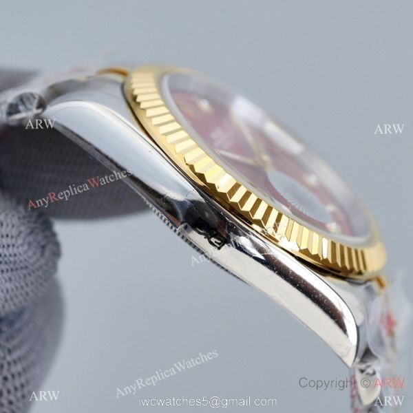 Swiss Quality Rolex Datejust ii 41mm Cherry red Dial Diamond Markers Jubilee Watch 4