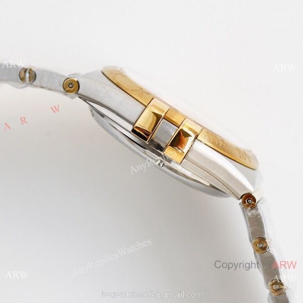 Swiss Quality Omega Double Eagle Couple Watches Copy 2-Tone Champagne Dial 4