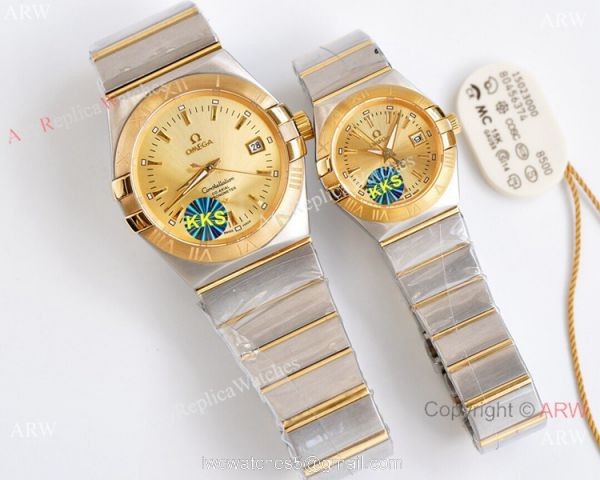 Swiss Quality Copy Omega Double Eagle Watches 2-Tone Silver Dial 38mm or 27mm 4