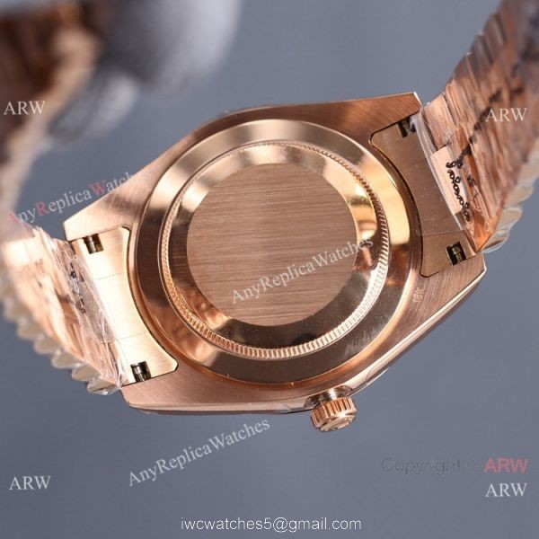 Swiss Quality Rolex Daydate II Citizen 8215 Watch Rose Gold Olive Green Dial 41mm 4