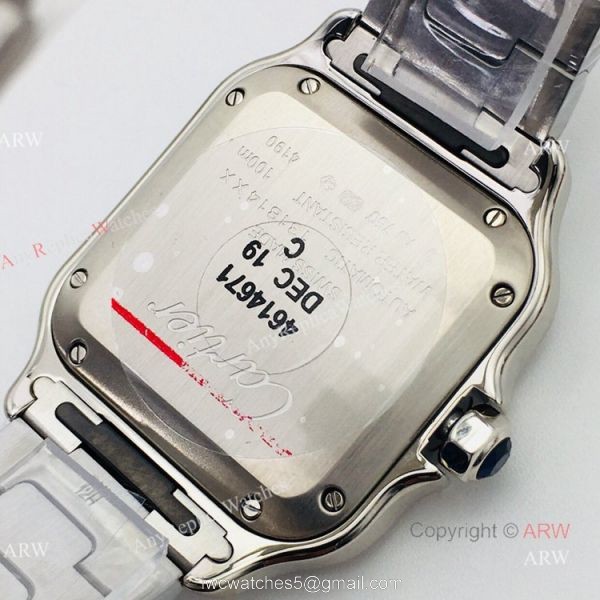 BV Factory 1:1 Copy Ladies Cartier Santos De Cartier Silver Diamond Watch 4