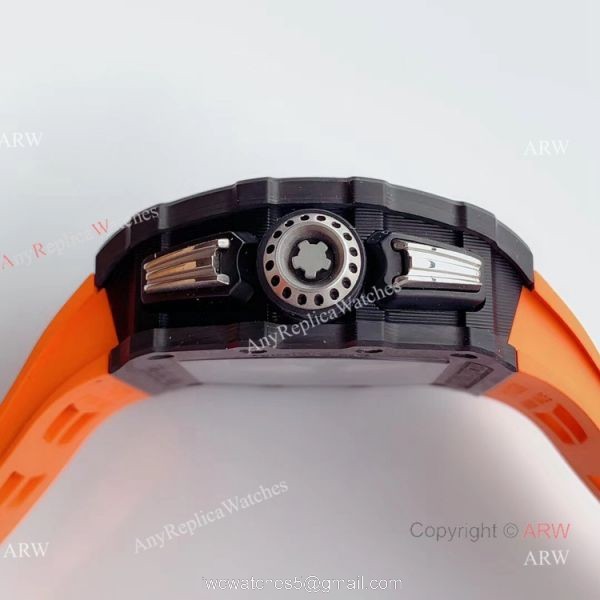 KV Factory V2 Upgraded Knockoff Richard Mille RM011 Orange Rubber Band Carbon Watch 4