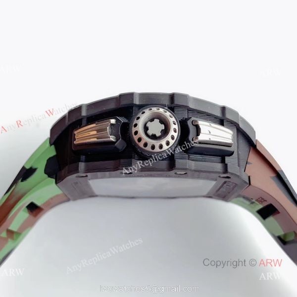 KV Factory V2 Upgraded Replica Richard Mille RM-011 Carbon Watch With Camouflage Richard Mille Strap 4