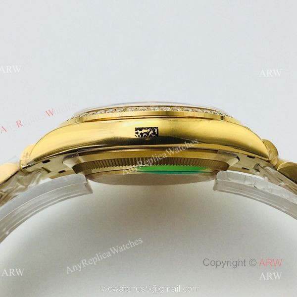 (EWF ) Rolex Day Date President Replica Watch All Gold Diamond Bezel 36mm ETA3255 4