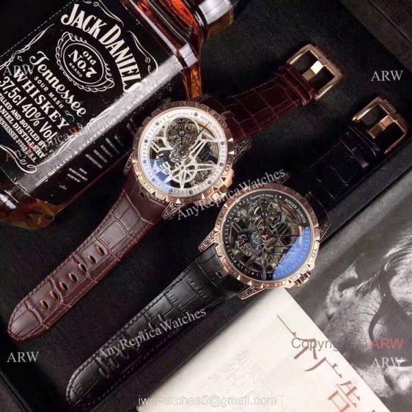 Copy Roger Dubuis Excalibur 46 Tourbillon Watches Rose Gold Tattoo 4