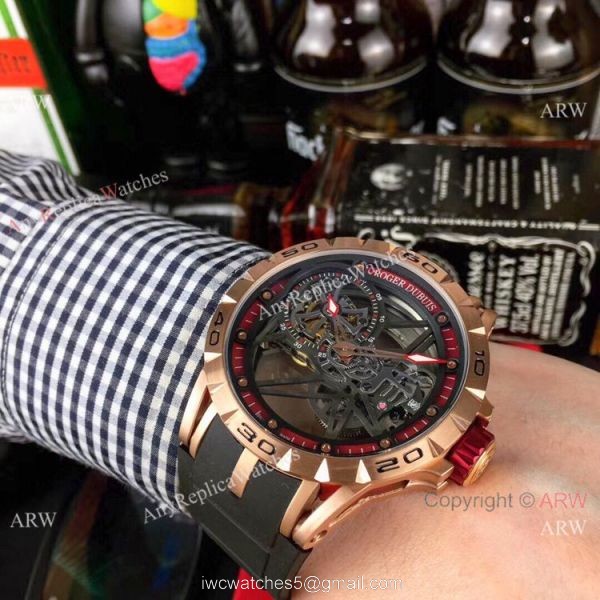 Roger Dubuis Excalibur Spider Rose Gold Skeleton Watches Replica 4