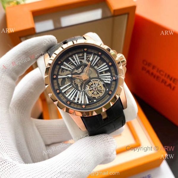 Roger Dubuis Excalibur Rose Gold Tourbillon Extra Large Face Mens Watches 4