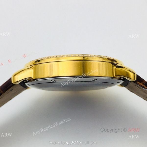 (EGF) New Ronde De Cartier Watch 904L Yellow Gold Diamond Bezel For Men 40mm 4