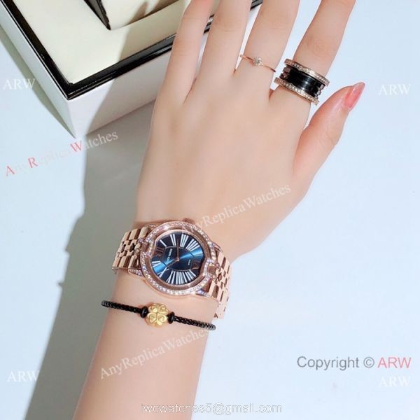 Copy Roger Dubuis Velvet Quartz Watches Rose Gold Black Dial 4
