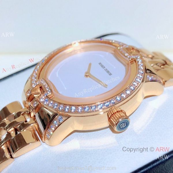 Copy Roger Dubuis Velvet Women Watches Silver Dial Rose Gold 4