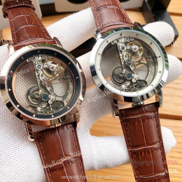 CORUM Bridge Transparent Black Leather Strap Watches 42mm Corum Watch 4