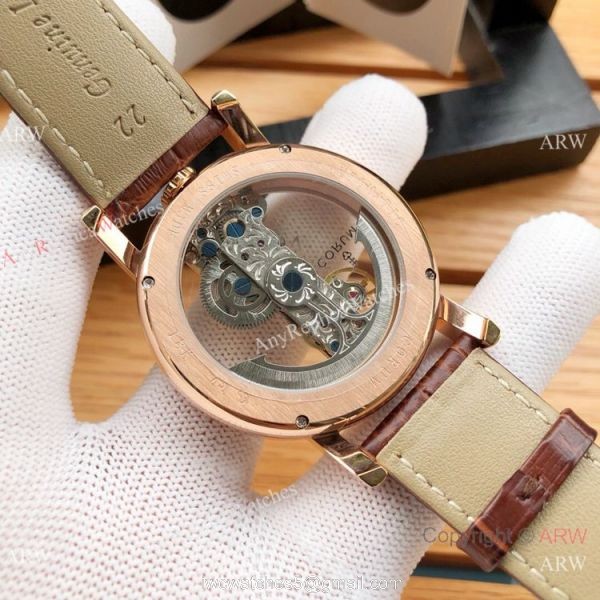 New Copy Corum Bridge Transparent Dial Rose Gold Corum Watch Diamond Inner 4