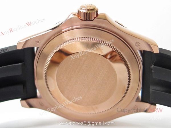 VR Factory Best Replica Rolex Yacht Master Rose Gold Rubber Strap Mens Watch 4