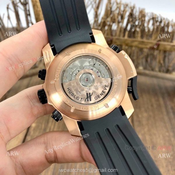 Fake Hublot Geneve Big Bang Perpetual Calendar Men Watch Black Dial Rose Gold 46mm 4