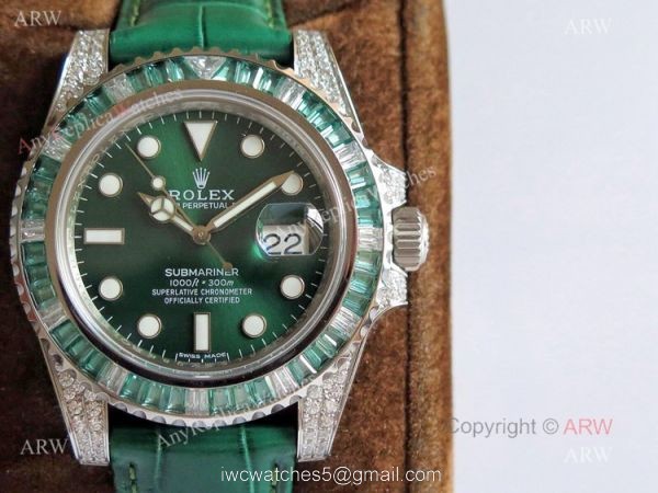 Noob Rolex Submariner Green Diamond Bezel Replica Watches 904L 4
