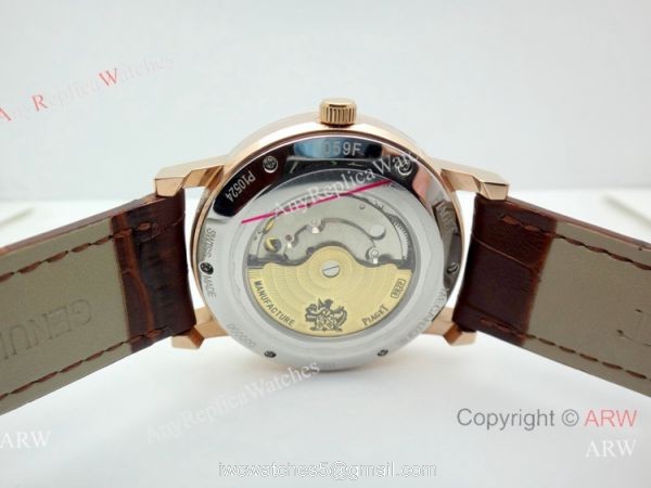 Rose Gold Piaget Altiplano Replica Watch Brown Leather Strap 4