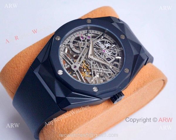 Copy Hublot Classic Fusion Skeleton All Black Watches Automatic 4