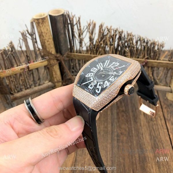 Knockoff Franck Muller Vanguard Classical Men Watch Rose Gold Diamonds 4