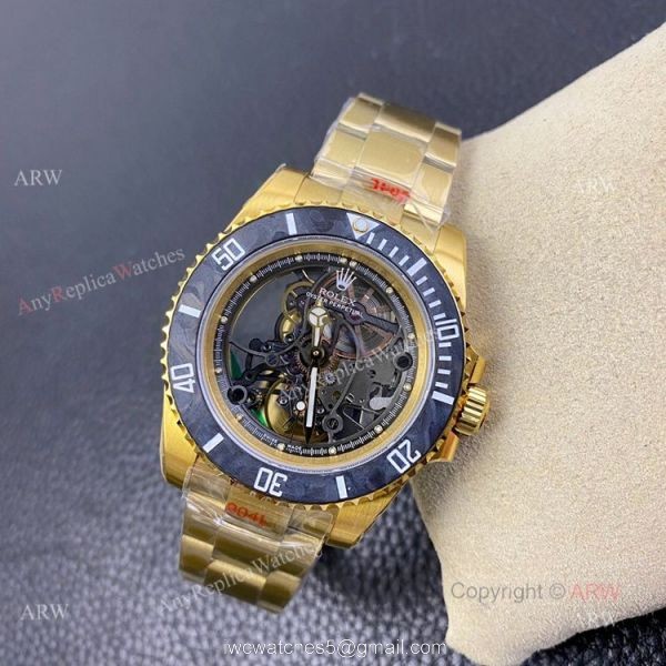 Best Quality Replica VR Factory Yellow Gold Rolex Skeleton Watch 4