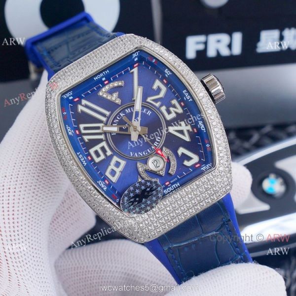 Best Replica Franck Muller Vanguard Yachting v45 Diamond Rose Gold Dial Watches 4