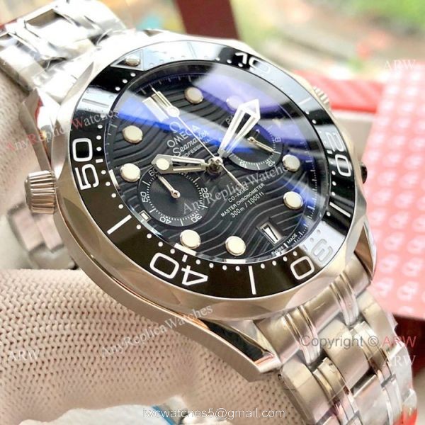 Copy Omega Seamaster 300M Chronograph Watch Stainless Steel White Dial 4