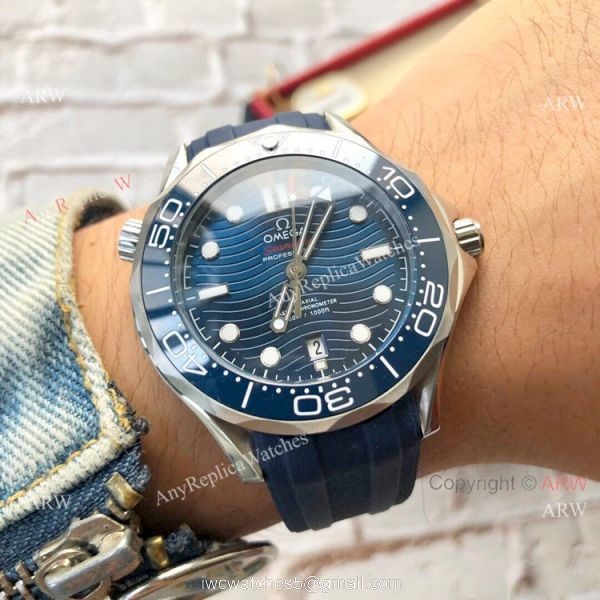 New Omega Seamaster Diver 300 M Watches SS White Rubber Strap 4