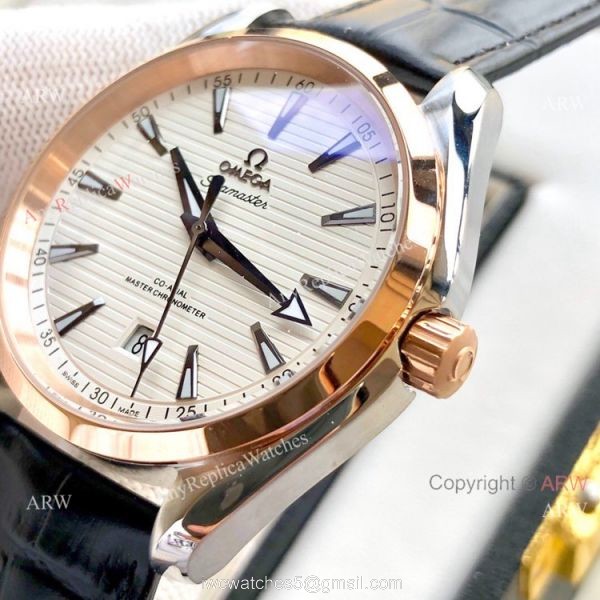 Best Quality Omega Seamaster Aqua Terra Copy Watches 2-Tone Rose Gold 4