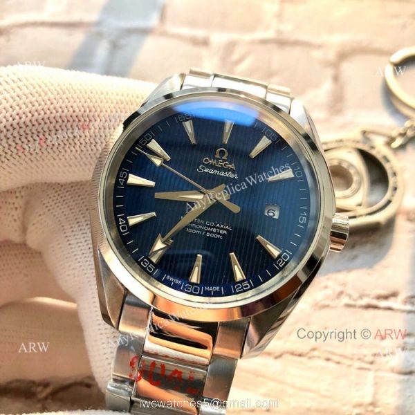 Best Replica Omega Aqua Terra 150 M Automatic Watches Stainless Steel Wave Dial 4