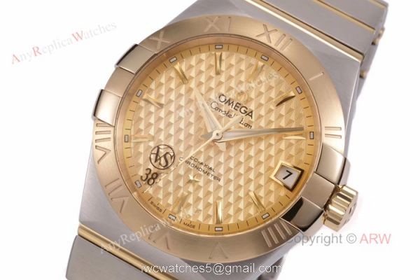 (VS) Swiss Replica Omega Constellation Gold Face Mens Watch New Dial 4