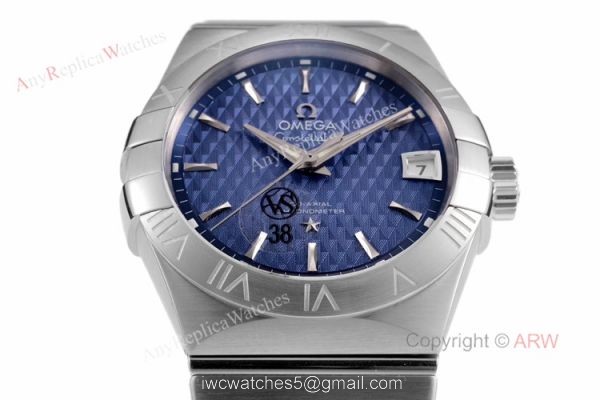 New vsf Watches Swiss Omega Constellation Blue Dial Stainless Steel Replica Watches 4