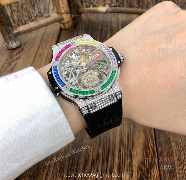 Hublot Big Bang Tourbillon Rainbow Diamond Limited Edition Copy Watch 4