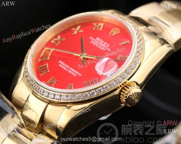 New Clone Rolex Datejust Special Edition Red Dial Watch 31MM SWISS GRADE CASE 4