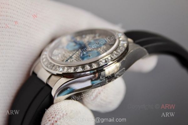 SWISS 7750 Rolex Daytona Rubber Band Diamond Dial with Ice Blue Subdials 4
