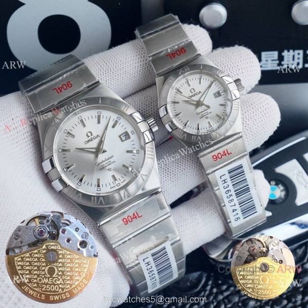 AAA Replica Omega Couple Watch Omega Constellation Diamond Bezel Automatic Watches 4