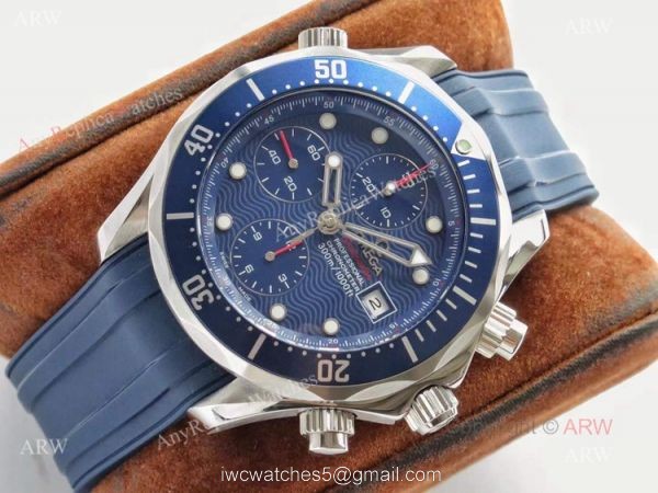 Swiss Replica Omega Seamaster Diver 300M Blue Wave Dial ETNZ Limited Edition Watch 4