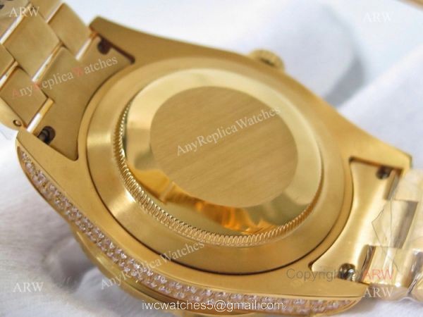 Mens Rolex Day Date Replica Watch Asian 2836 Red Face Rolex Iced Out Watch 4