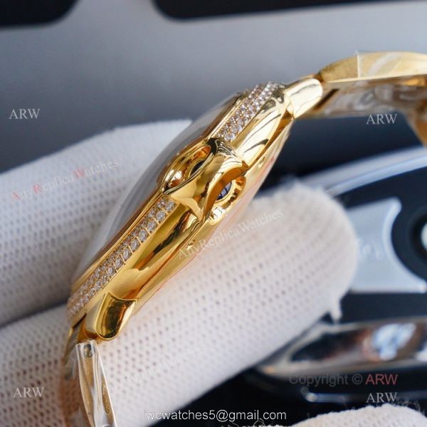 1:1 Copy Best Cartier Ballon Bleu Gold Watch Fully Iced Out Cartier Watch 4