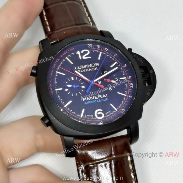 New Panerai Flyback PAM00725 Black Case Watch 44MM 4