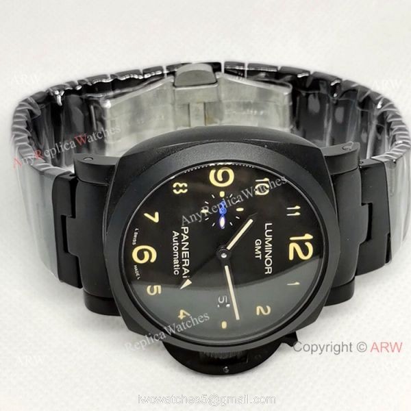 Fake Panerai Luminor GMT PAM 1441 Men Watch Black Steel 4