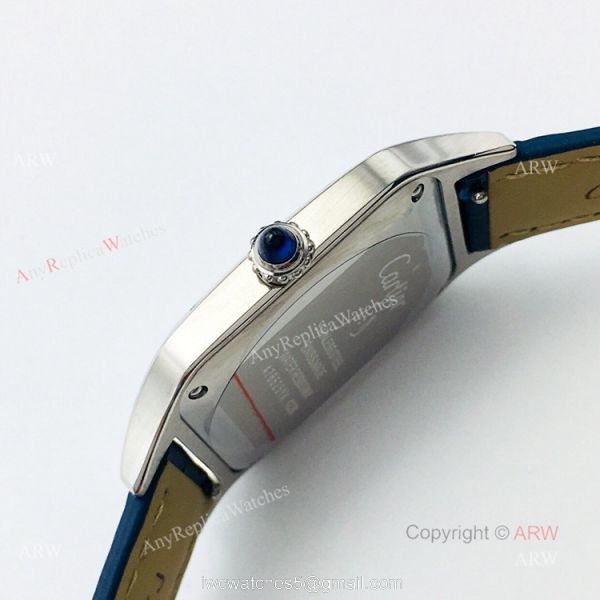 Swiss Replica Cartier Santos Dumont Blue Leather Watch New Cartier Watches 4