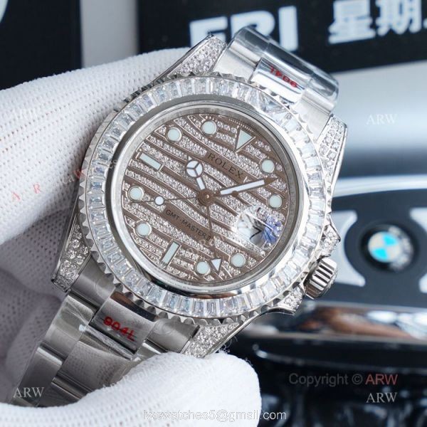 Swiss Replica Rolex GMT-Master II Full Diamonds Rolex 116758 Watch 4