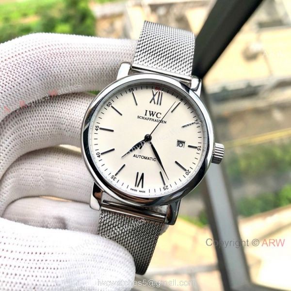 New IWC Portofino Stianless Steel White Face Watch Men 4