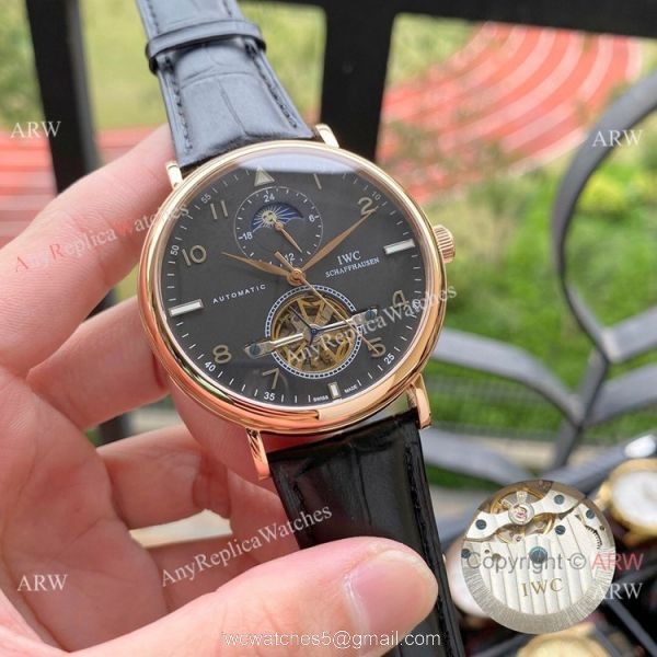 Copy IWC Portuguese Tourbillon Moonphase Rose Gold Watches 4
