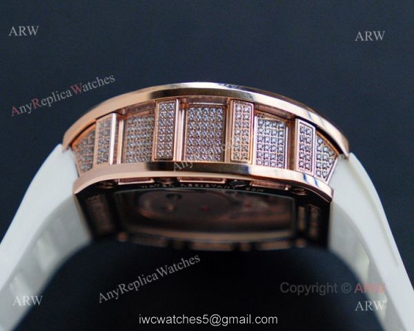 Replica Richard Mille Skull RM052 Rose Gold Diamond Watch 4