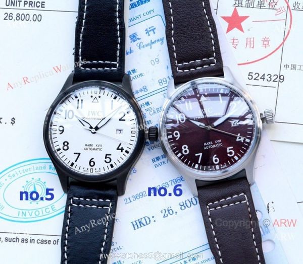 New IWC Mark XVIII Replica Watches Blue Dial Leather Strap 4
