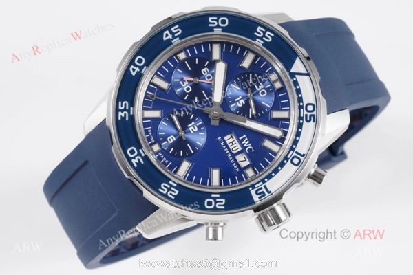 Best Replica IWC Aquatimer Chronograph Blue Watch with Swiss Asia 7750 4