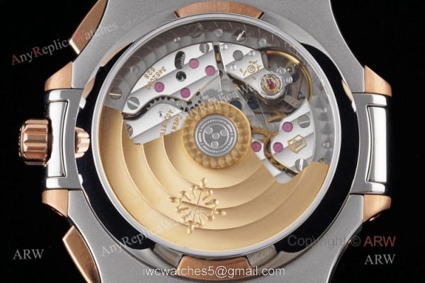 New Swiss Replica Patek Philippe Nautilus 5980 Rose Gold Blue Chronograph Watch 4