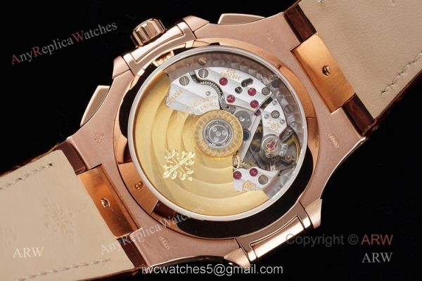 3K V2 Swiss Replica 5980 Patek Philippe Nautilus Rose Gold Brown Dial Chronograph Watch 4